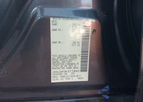 2013 Nissan Altima 2.5 Sl из США, поврежденный, VIN 1N4AL3AP5DN577842